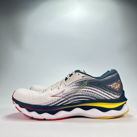 Mizuno Wave Sky 6 White Blue Lace Up Running Shoes J1GD220221 Women's Size 8.5 - Picture 4 of 12